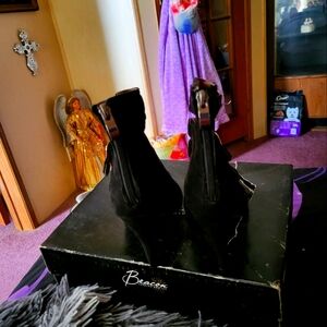 Black suede stilettos